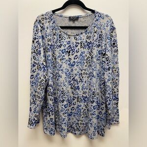 4 for $25 💙 Lily Morgan Leopard Print Button Sleeve Top Size 2X 💙